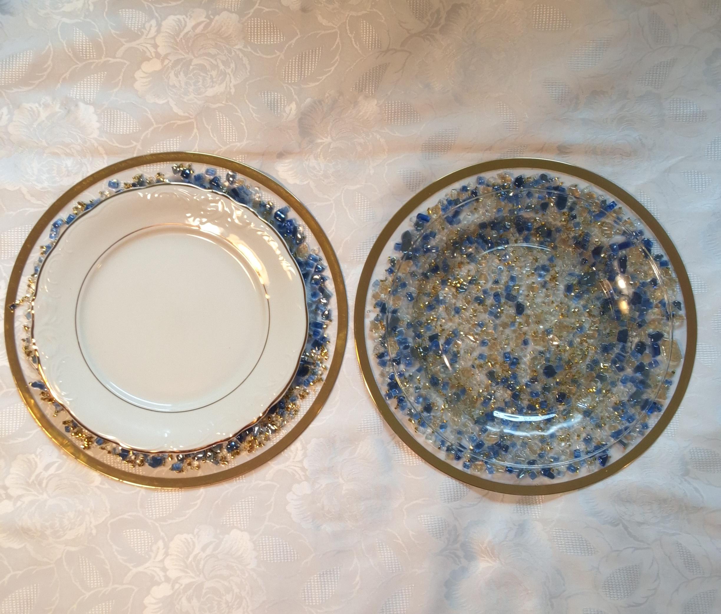 Royal Blue Resin Charger Plate, Elegant Home Decor