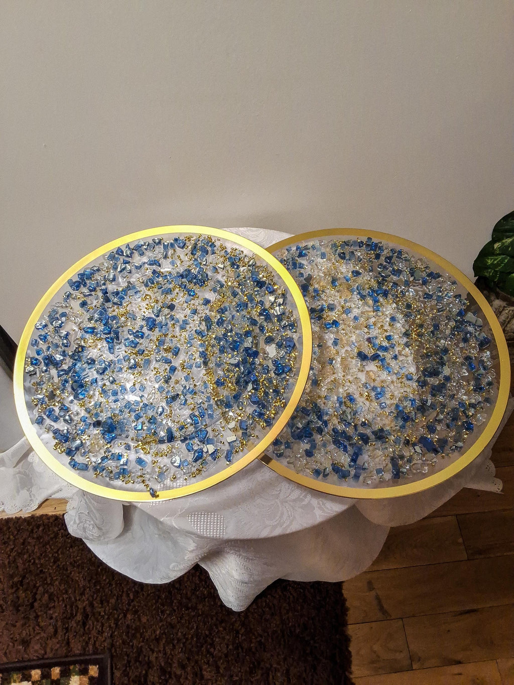 Royal Blue Resin Charger Plate, Elegant Home Decor