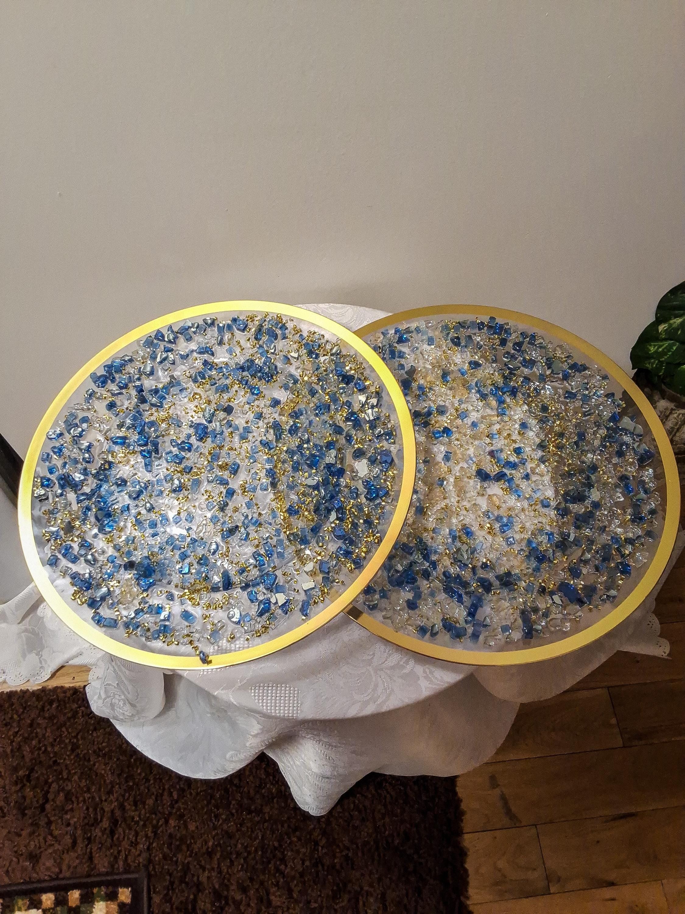 Royal Blue Resin Charger Plate, Elegant Home Decor