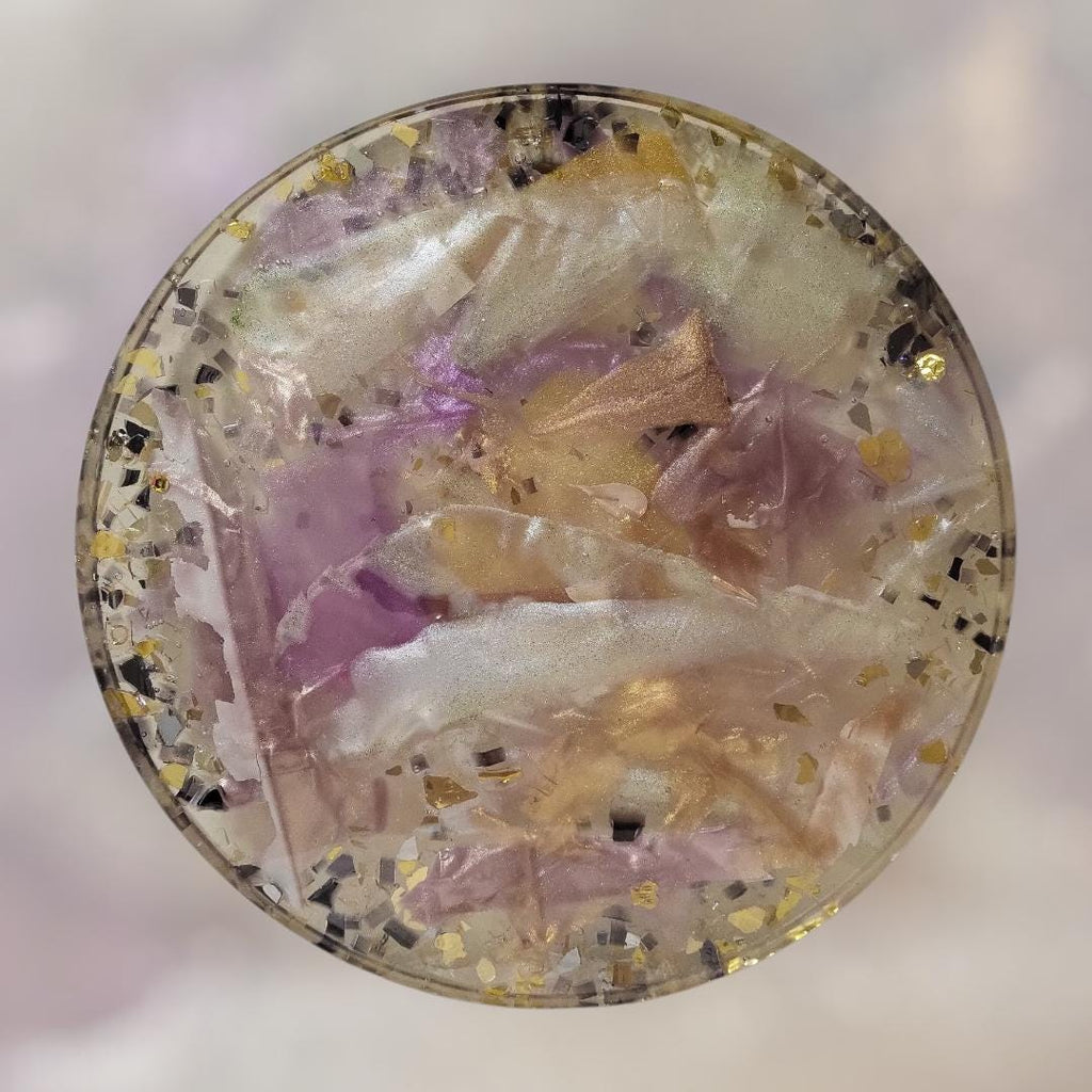 3D Resin Tray, Metallic White Gold Purple, Crystal Home Decor