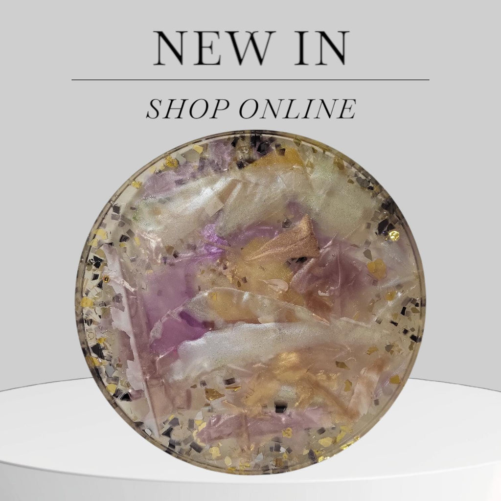3D Resin Tray, Metallic White Gold Purple, Crystal Home Decor