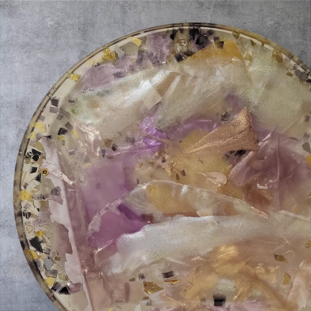 3D Resin Tray, Metallic White Gold Purple, Crystal Home Decor