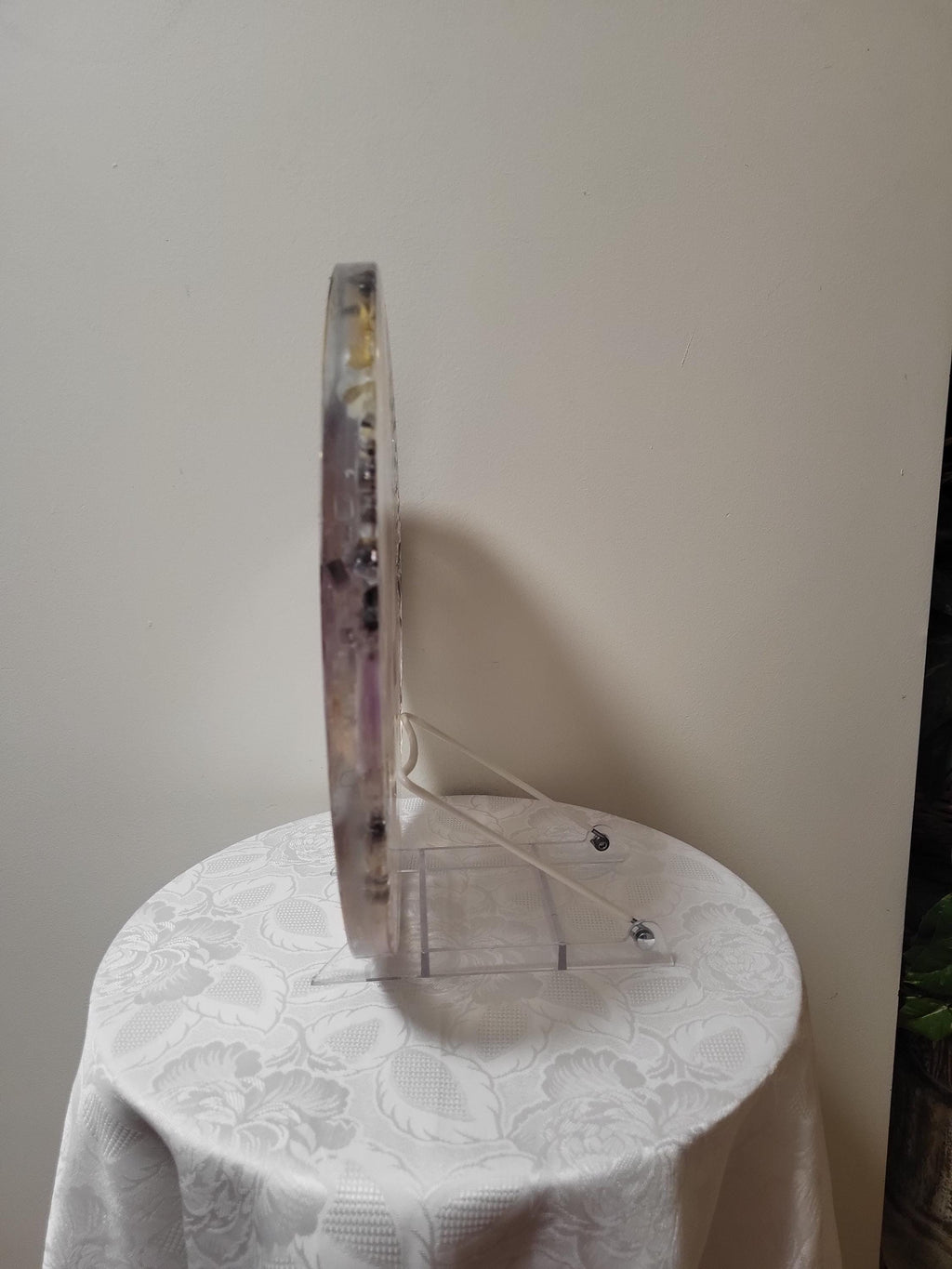 3D Resin Tray, Metallic White Gold Purple, Crystal Home Decor