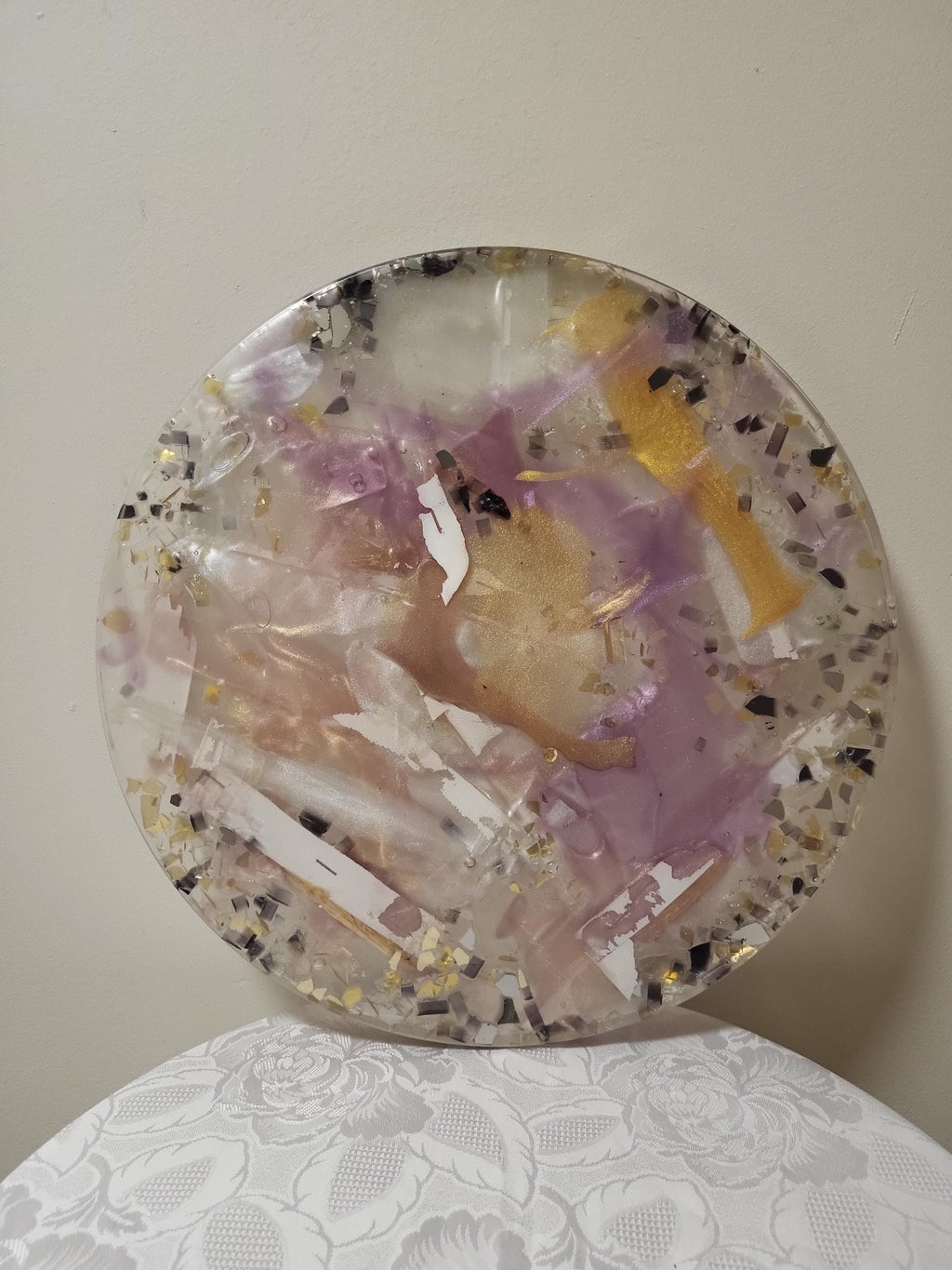 3D Resin Tray, Metallic White Gold Purple, Crystal Home Decor