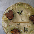 3D Resin Tray with Gold Crystals and Wood Inlay, Elegant Home Decor