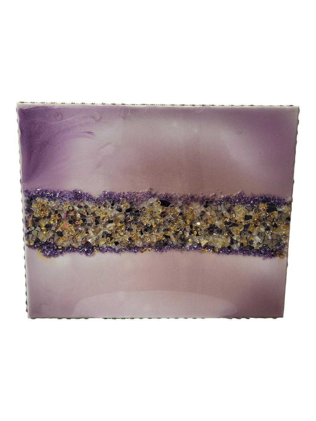 3D Abstract Crystal/Resin Canvas Painting, Gold/Purple/Clear Artwork (16x20) SET OF 2 PIECES