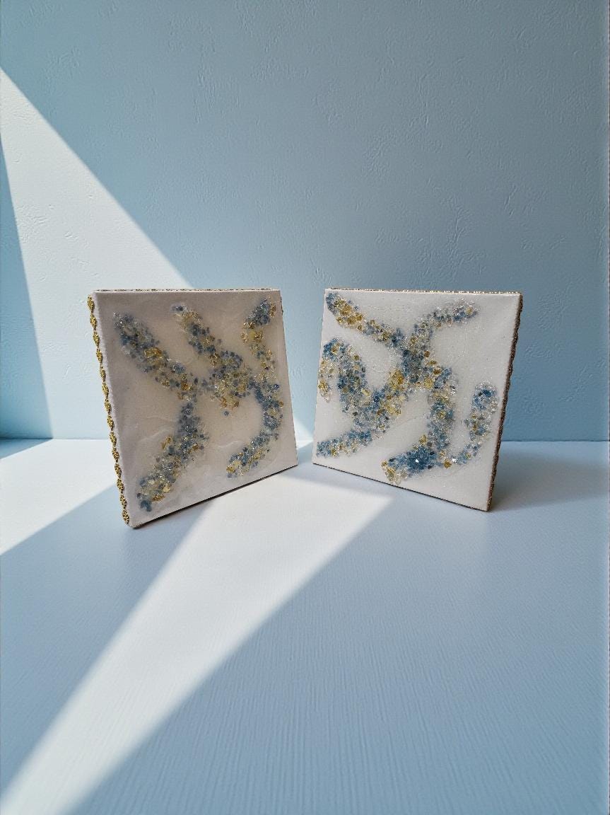 3D Crystal 10x10 canvases, Set of 2 Artwork design collection: Elegant Home Decor
