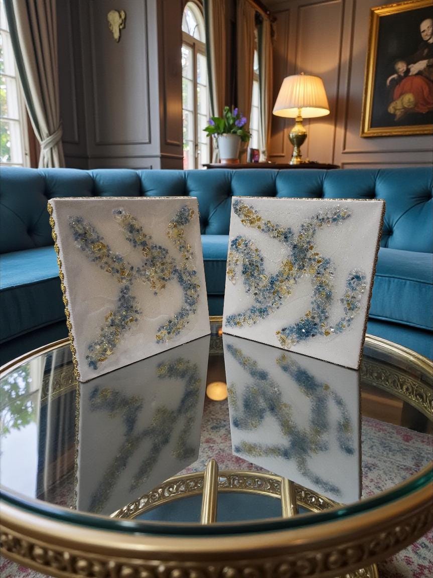 3D Crystal 10x10 canvases, Set of 2 Artwork design collection: Elegant Home Decor
