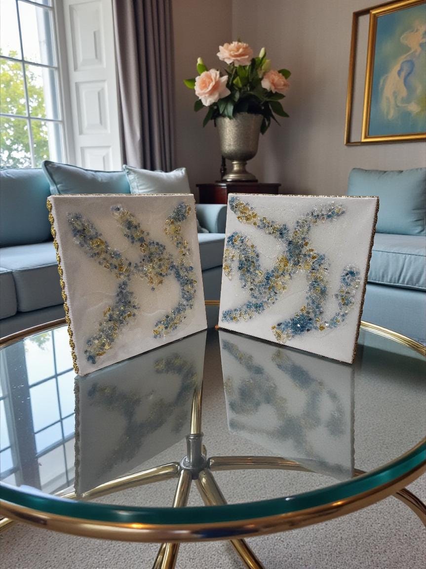 3D Crystal 10x10 canvases, Set of 2 Artwork design collection: Elegant Home Decor