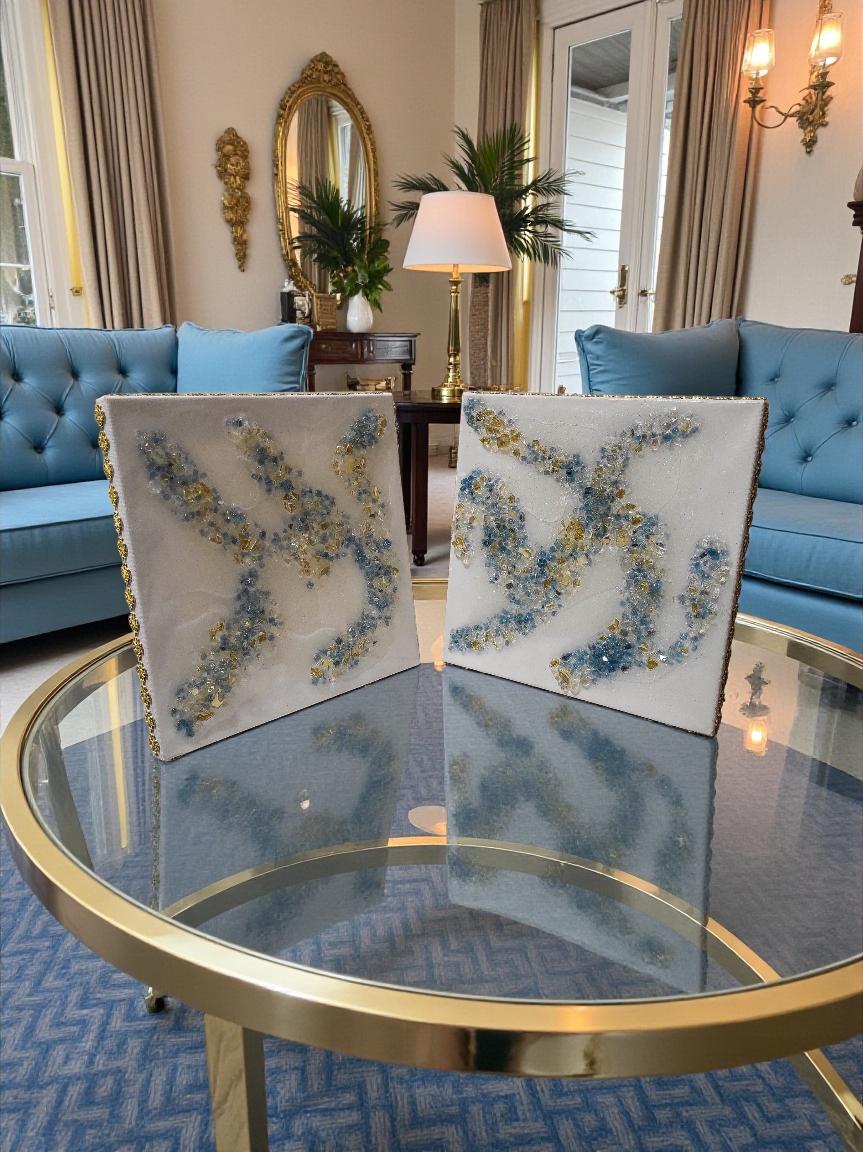 3D Crystal 10x10 canvases, Set of 2 Artwork design collection: Elegant Home Decor