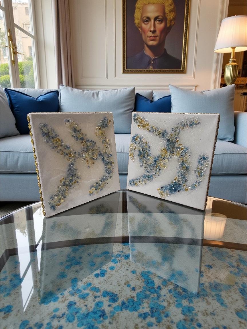 3D Crystal 10x10 canvases, Set of 2 Artwork design collection: Elegant Home Decor