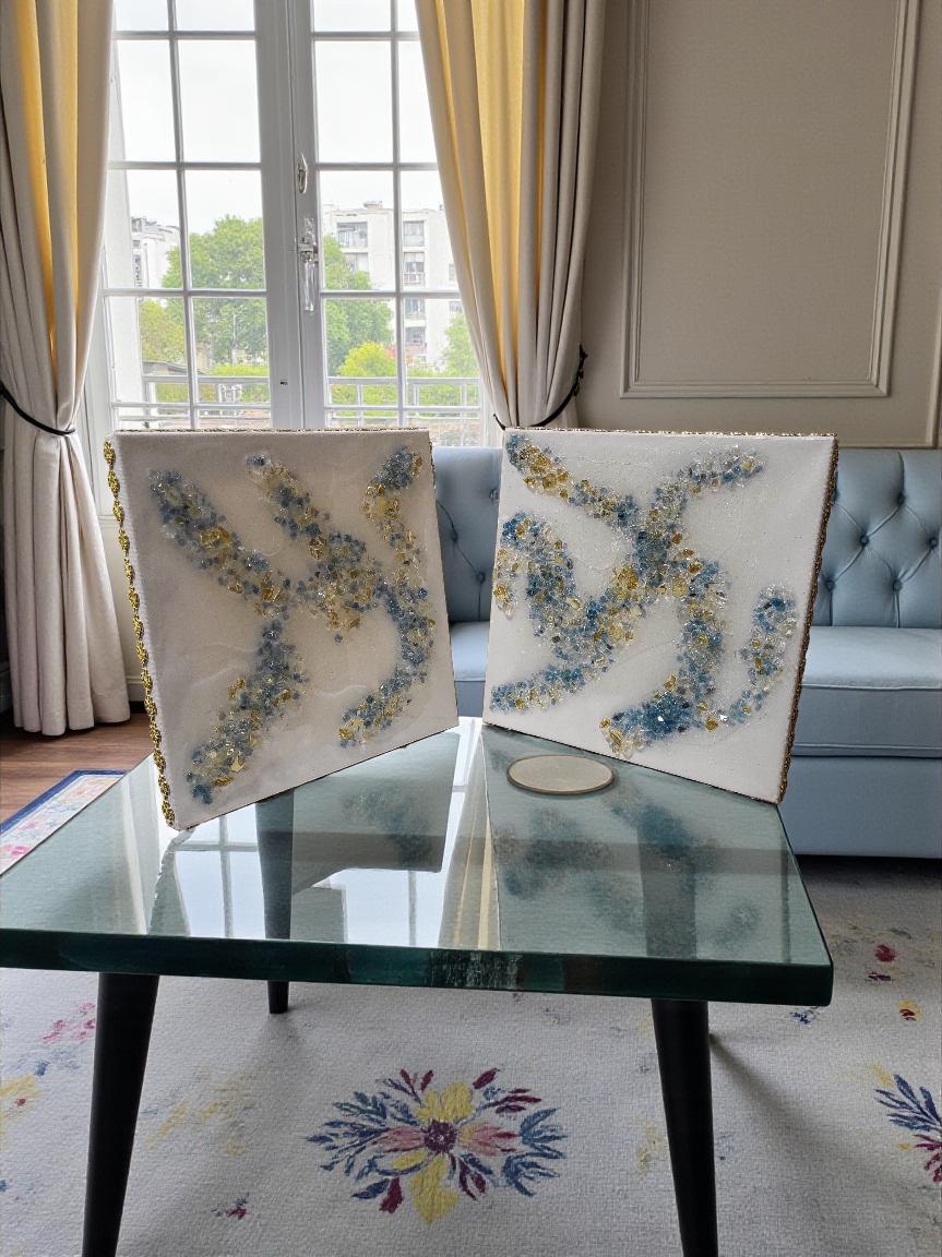 3D Crystal 10x10 canvases, Set of 2 Artwork design collection: Elegant Home Decor