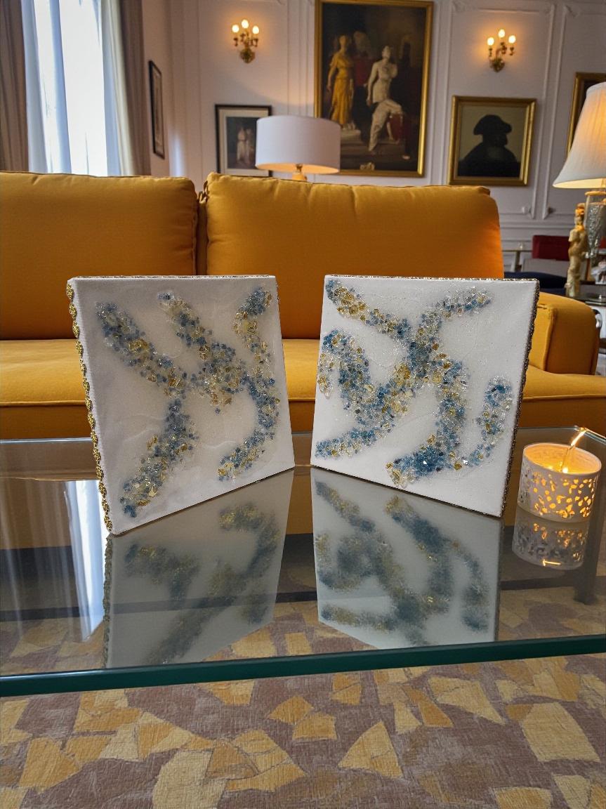 3D Crystal 10x10 canvases, Set of 2 Artwork design collection: Elegant Home Decor