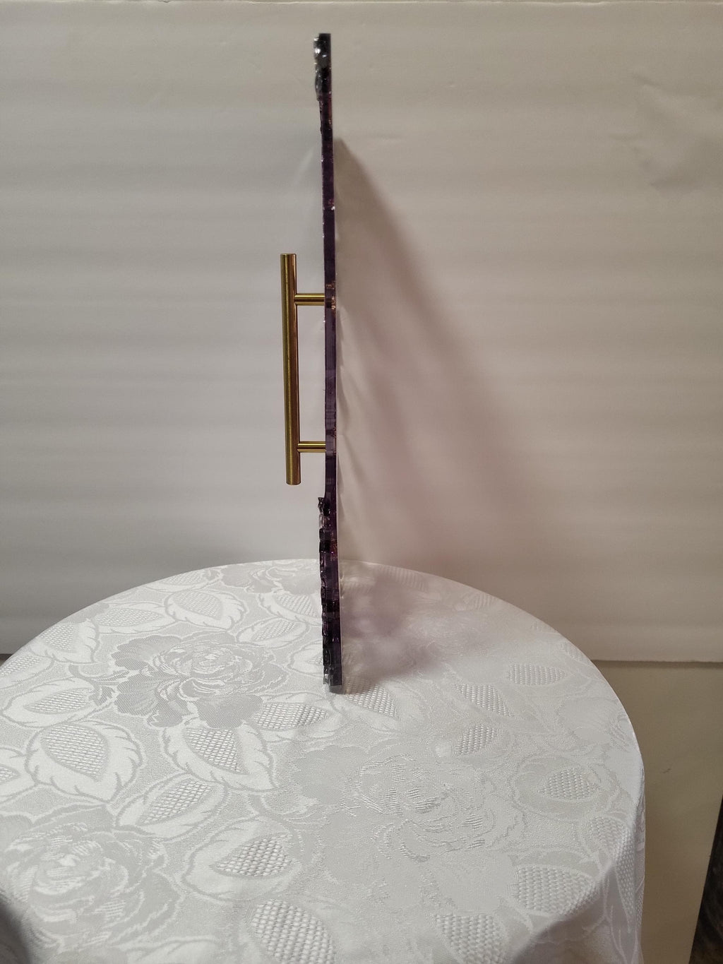 Hand-Designed Purple and Gold Acrylic Decor Tray with crystals