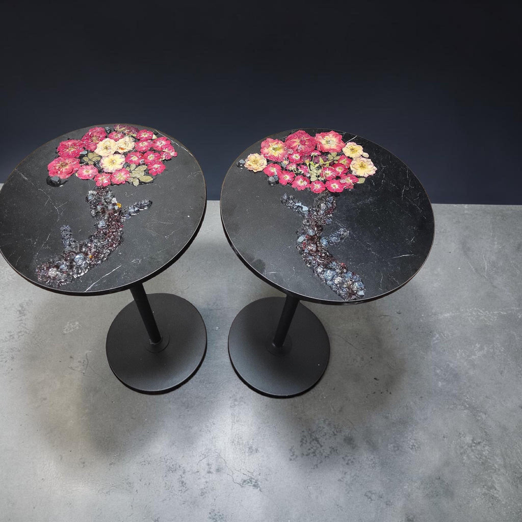 3D Resin Floral Stylish Rose Artwork Table with Crystals: Accent Decor