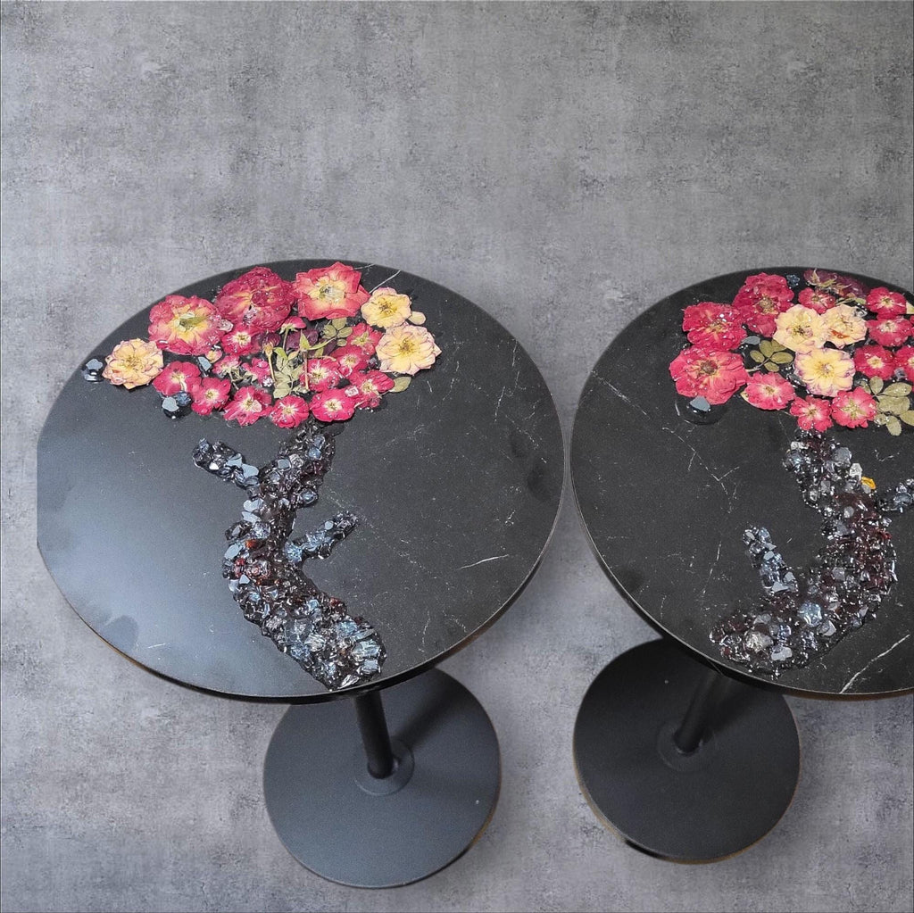3D Resin Floral Stylish Rose Artwork Table with Crystals: Accent Decor