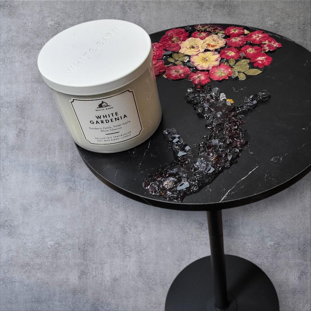 3D Resin Floral Stylish Rose Artwork Table with Crystals: Accent Decor