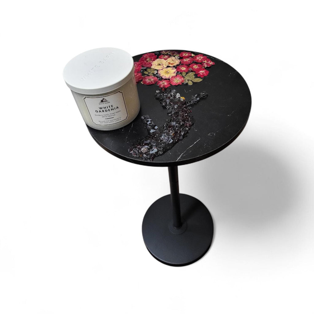 3D Resin Floral Stylish Rose Artwork Table with Crystals: Accent Decor