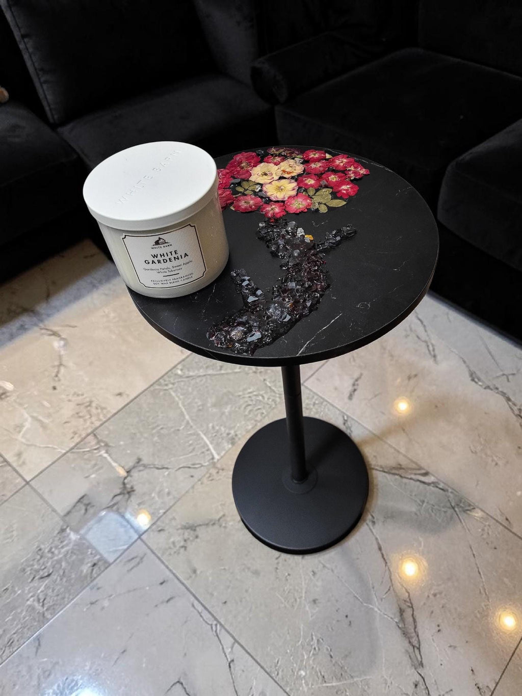 3D Resin Floral Stylish Rose Artwork Table with Crystals: Accent Decor