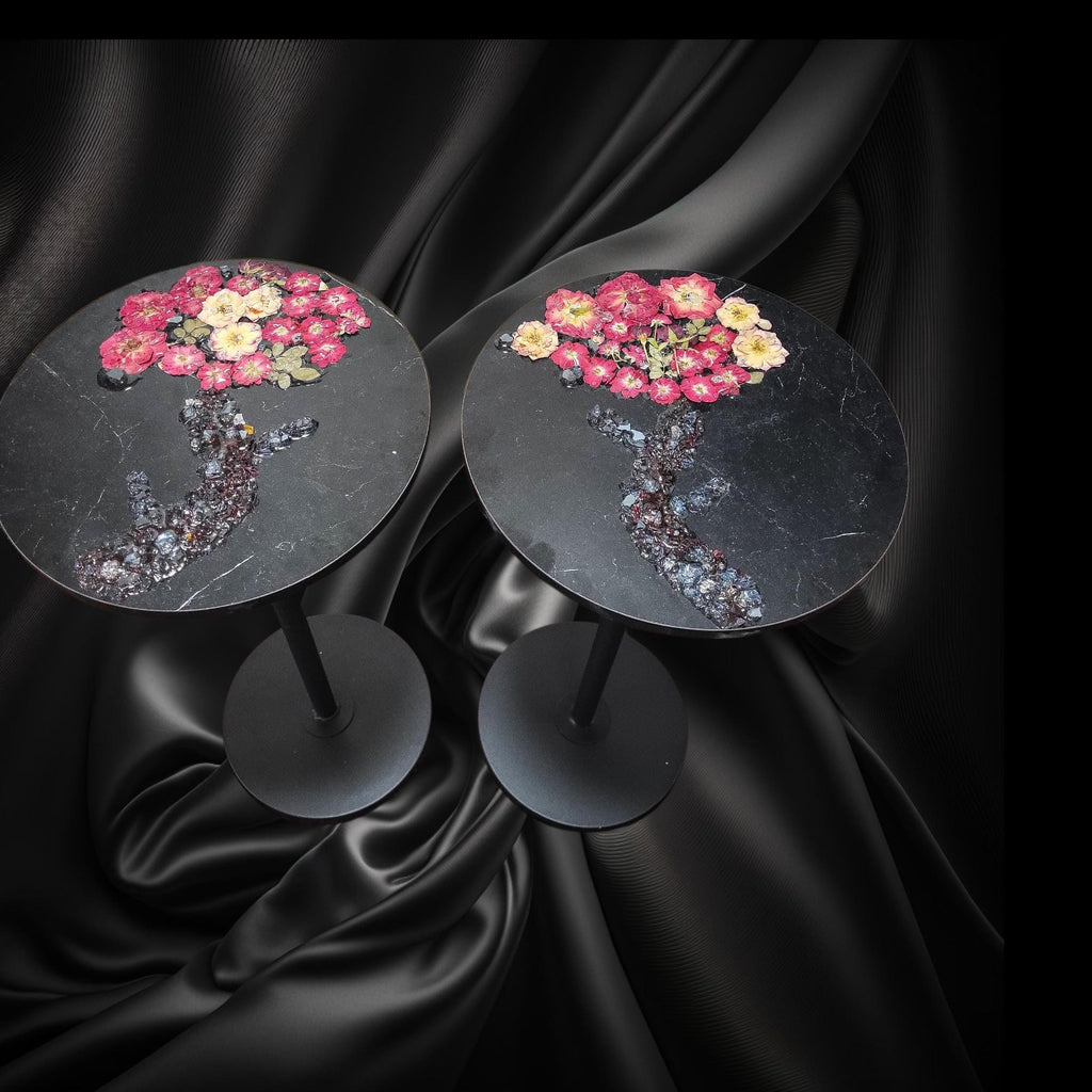3D Resin Floral Stylish Rose Artwork Table with Crystals: Accent Decor