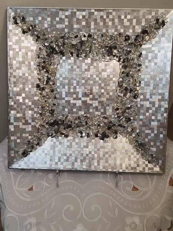 Handmade Silver Charger Plate with Crystallized Accents