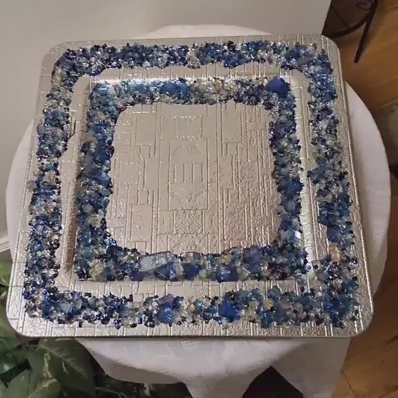Blue Crush Glass Crystal Charger Plate, Holiday Decor (13x13)