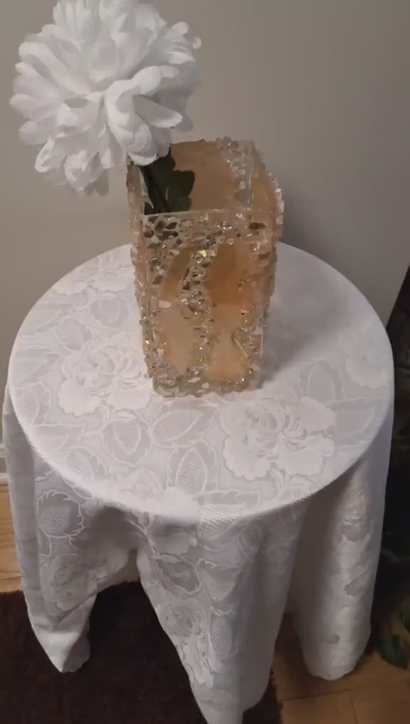 Glam Golden Peach Crystallized Vase – Elegant 3D Home Decor