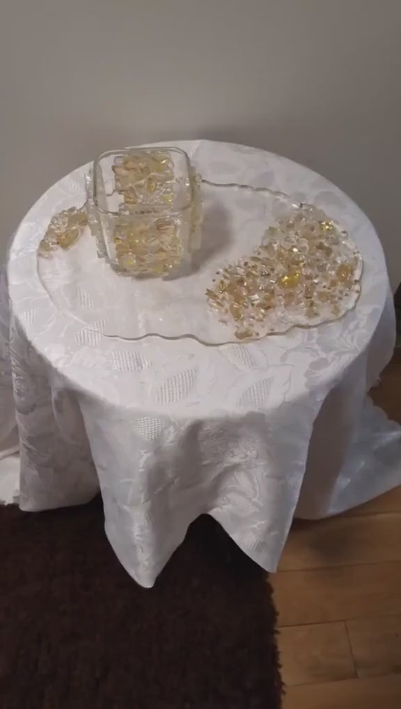 3D Resin Artwork: Gold Crystal Decor, Candle Trinket Vase Tray