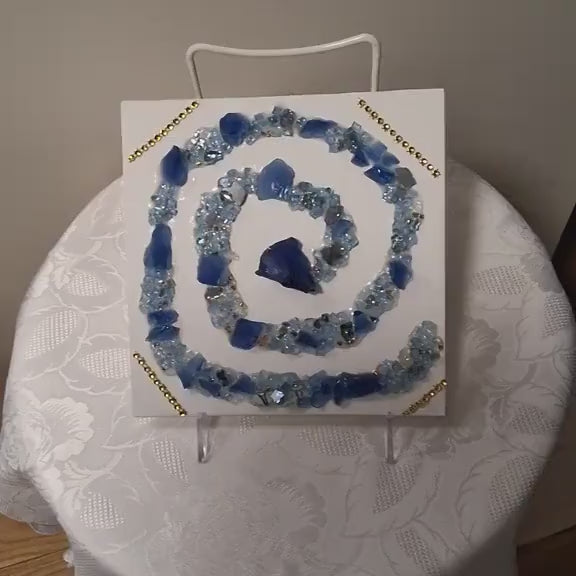 Hand-Designed Resin Blue Stone Hanging Decor, Elegant 3D Art
