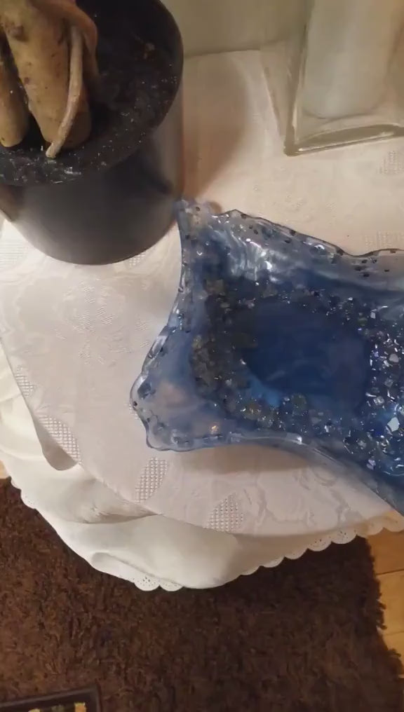 Blue Crystal Resin Decor Bowl - 3D Design Table Display