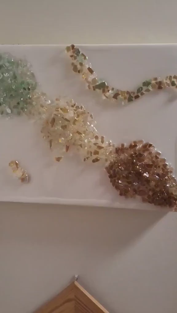 Hand-Designed Crystal 3D Wall Art, Gold Brown Green Abstract Home Decor. Size 12x16 SET OF 2