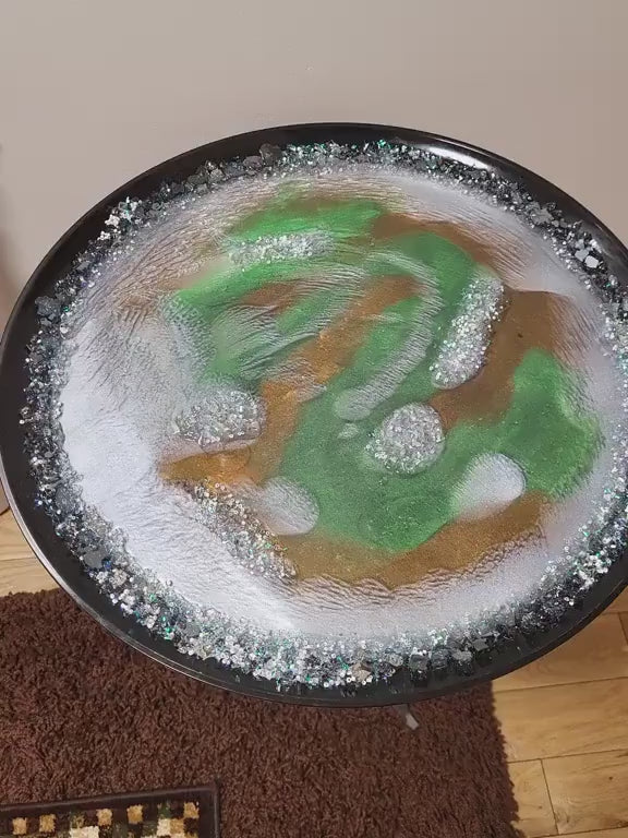 Resin Tray Artwork, Iridescent Crystals, Bold Colors