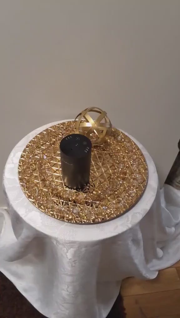 Handmade Gold Crystallized Charger Plate, Unique Table Centerpiece (13x13)