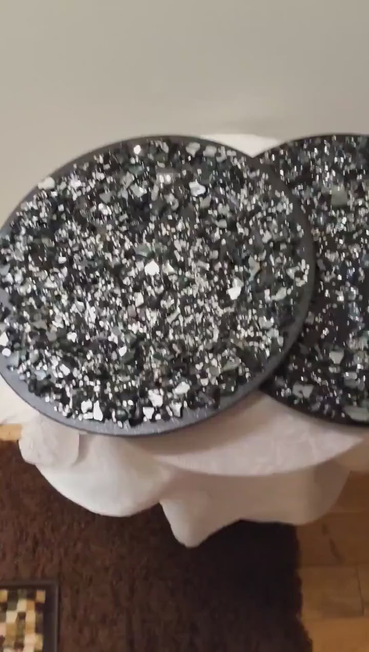 Black Resin Charger Plates with Crystals – Wedding Home Decor Ornaments